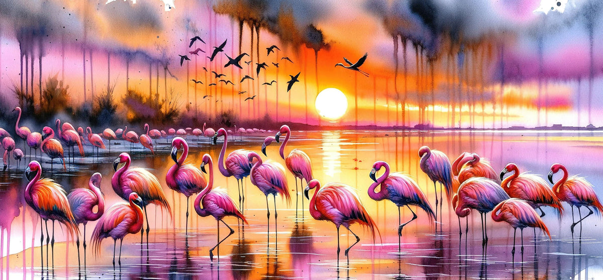 Flamingo Sunset Mural Wallpaper - pure wallpaper artwork
