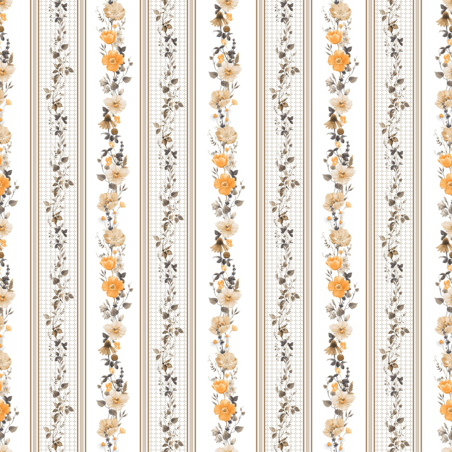 Striped Blossom Mural Wallpaper