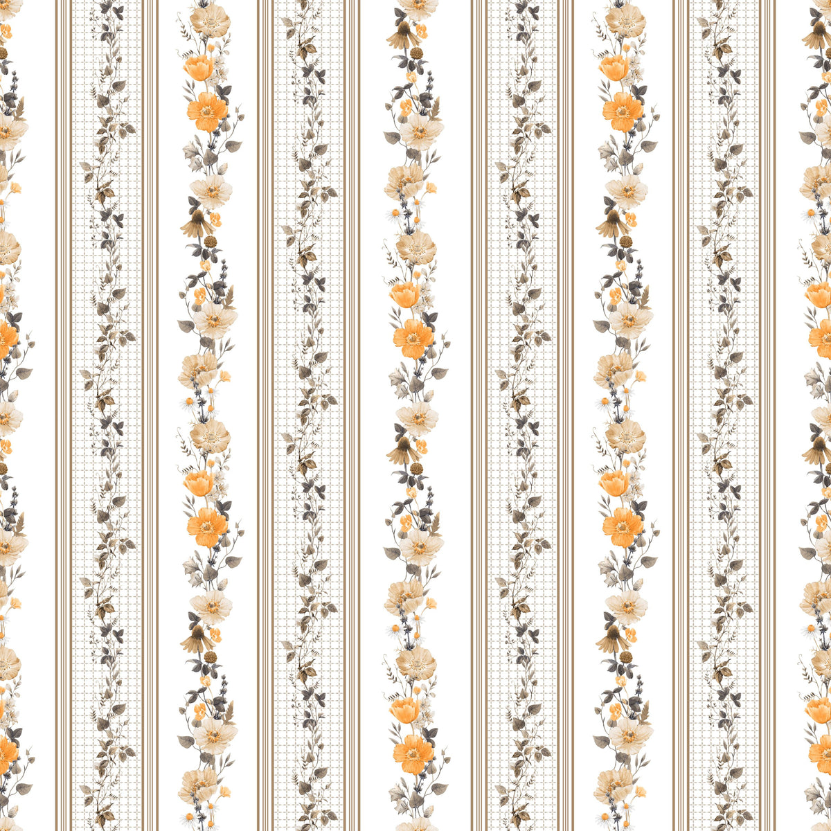 Striped Blossom Mural Wallpaper - pure wallpaper artwork