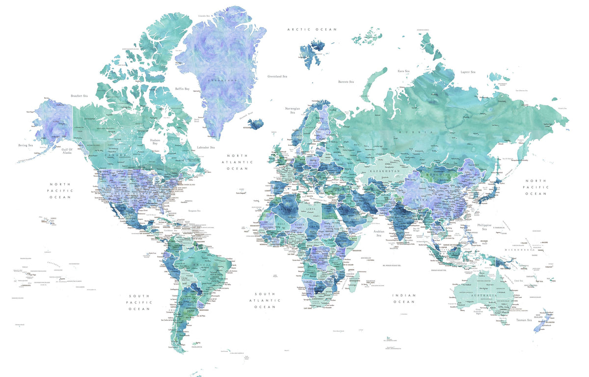 World Map Cities - Elizenda Mural Wallpaper - pure wallpaper artwork