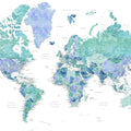 World Map Cities - Elizenda Mural Wallpaper - pure wallpaper artwork