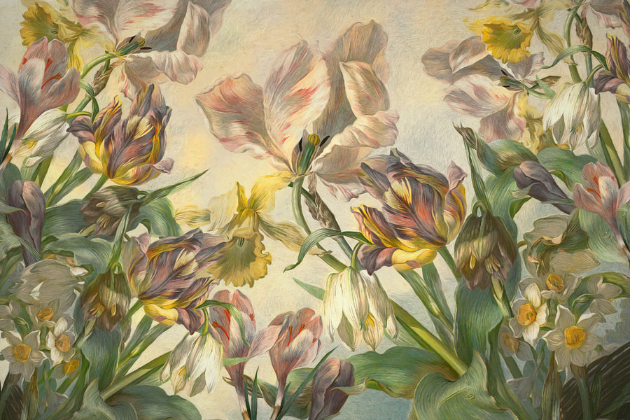 Tulips Feast, Yellow Mural Wallpaper