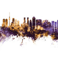 Tokyo Japan Skyline Purple & Gold Mural Wallpaper - pure wallpaper artwork