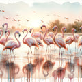 Flamingo Sunrise Mural Wallpaper - pure wallpaper artwork
