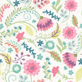 Flowers of the Cactus White Mural Wallpaper - pure wallpaper artwork