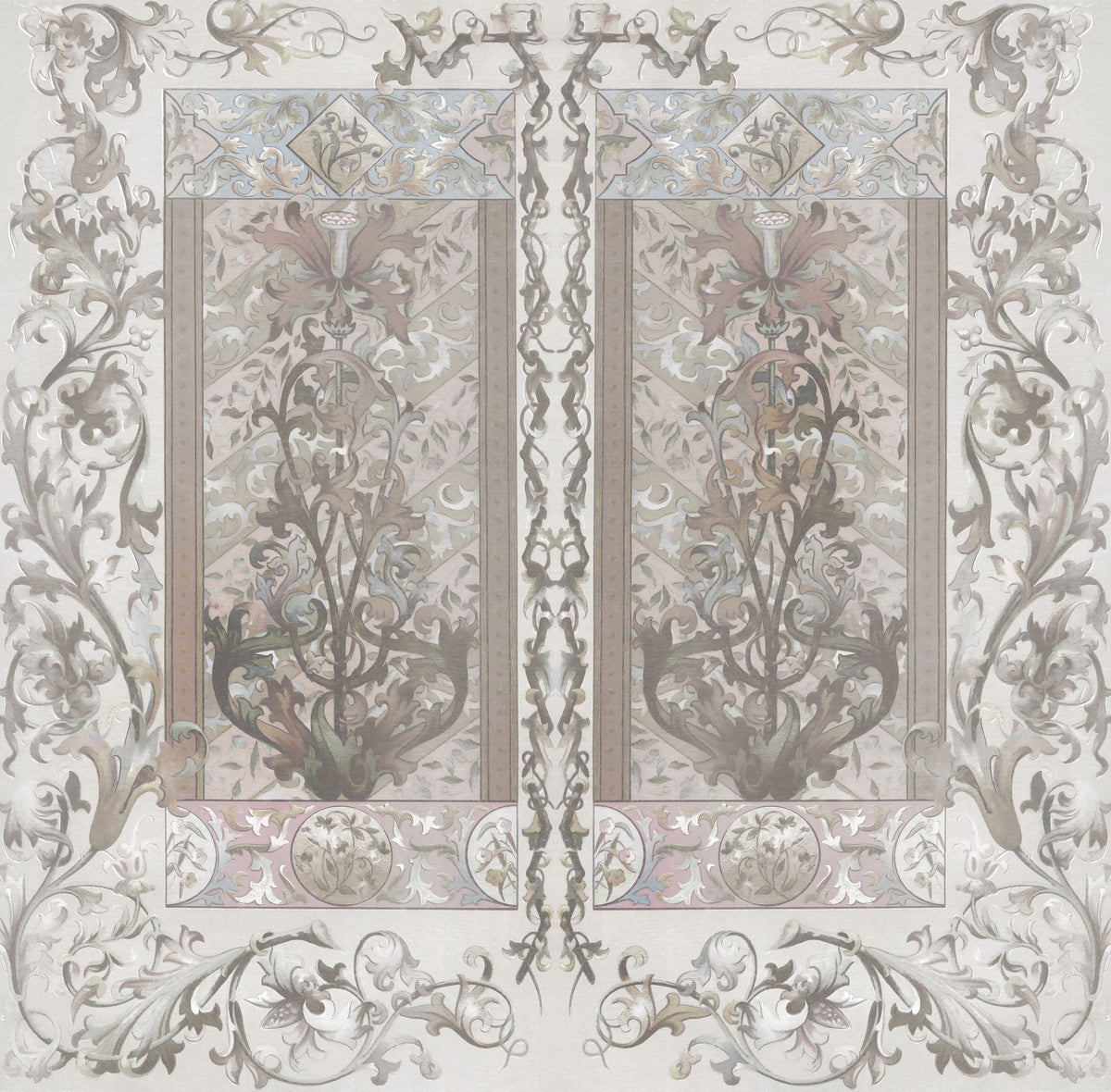 Plant Fantasy Ornament, Beige Mural Wallpaper - pure wallpaper artwork