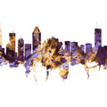 Montreal Canada Skyline Purple & Gold Mural Wallpaper - pure wallpaper artwork