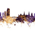 Leeds England Skyline Purple & Gold Mural Wallpaper - pure wallpaper artwork