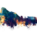 Gibraltar Skyline Blue & Bronze Mural Wallpaper - pure wallpaper artwork