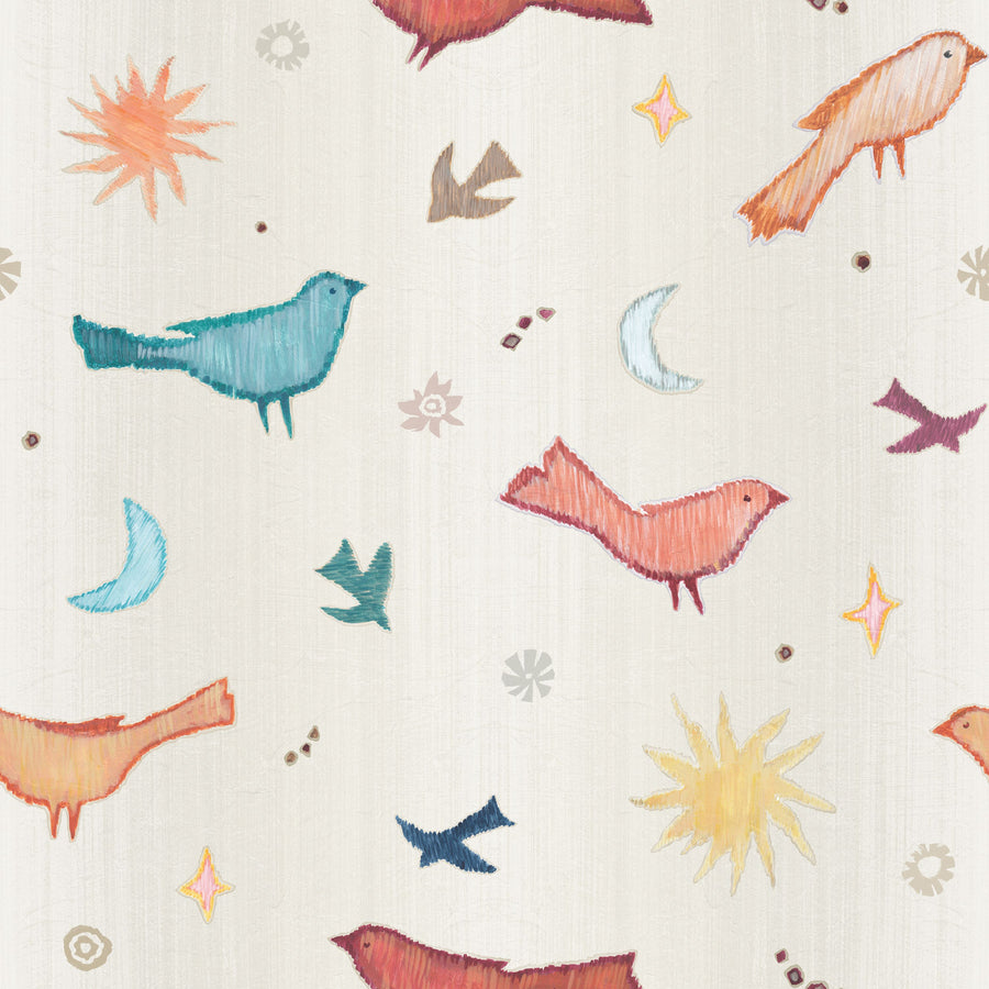 Boho Skies White Mural Wallpaper
