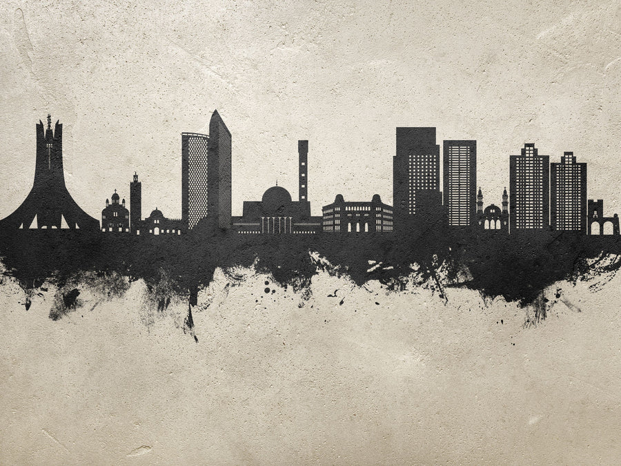 Algiers Algeria Skyline Concrete Mural Wallpaper