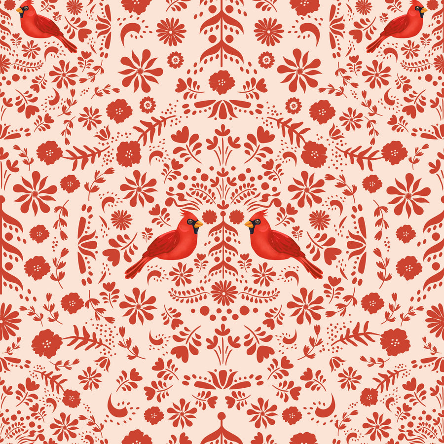 Cardinal Christmas, Red Mural Wallpaper