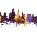 Nottingham England Skyline Purple & Gold Mural Wallpaper - pure wallpaper artwork