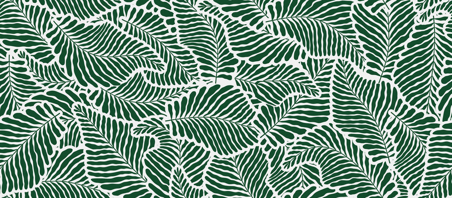 Fern Cut-Outs Pattern, Malachite Green Mural Wallpaper