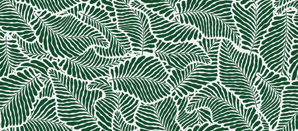 Fern Cut-Outs Pattern, Malachite Green Mural Wallpaper - pure wallpaper artwork