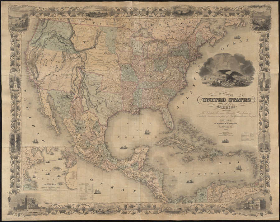 Colton's Unites States Map 1850 Mural Wallpaper