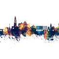 Córdoba Spain Skyline Blue & Bronze Mural Wallpaper - pure wallpaper artwork