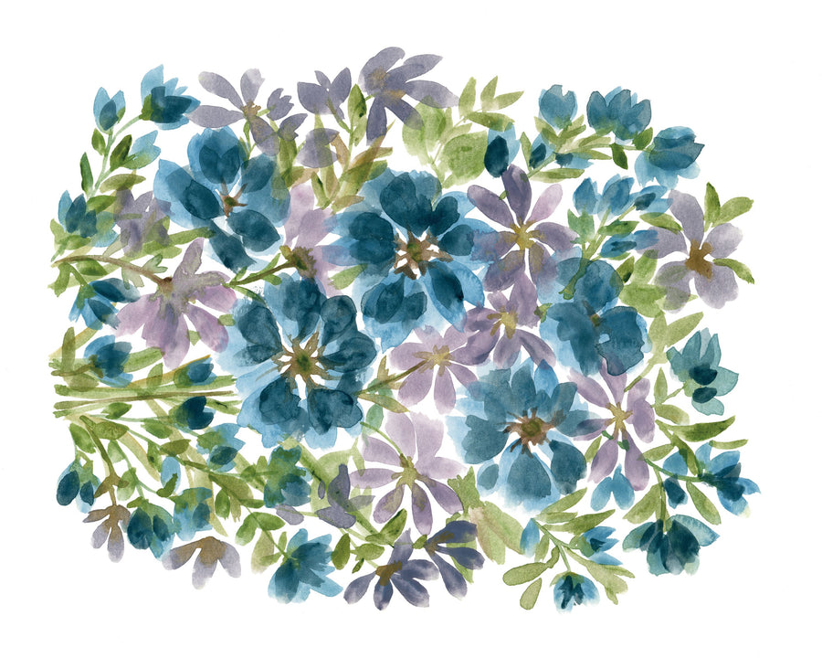Blue Blooms Mural Wallpaper - Edition 3