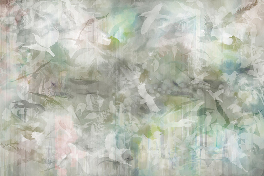 Birds of Freedom Green Mural Wallpaper
