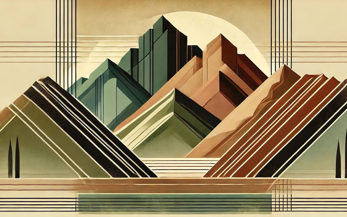 Elegant Art Deco Mountain Peaks Mural Wallpaper - pure wallpaper artwork
