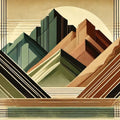 Elegant Art Deco Mountain Peaks Mural Wallpaper - pure wallpaper artwork