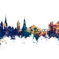 Schaffhausen Switzerland Skyline Blue & Bronze Mural Wallpaper - pure wallpaper artwork