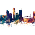Jacksonville Florida Skyline Blue & Bronze Mural Wallpaper - pure wallpaper artwork