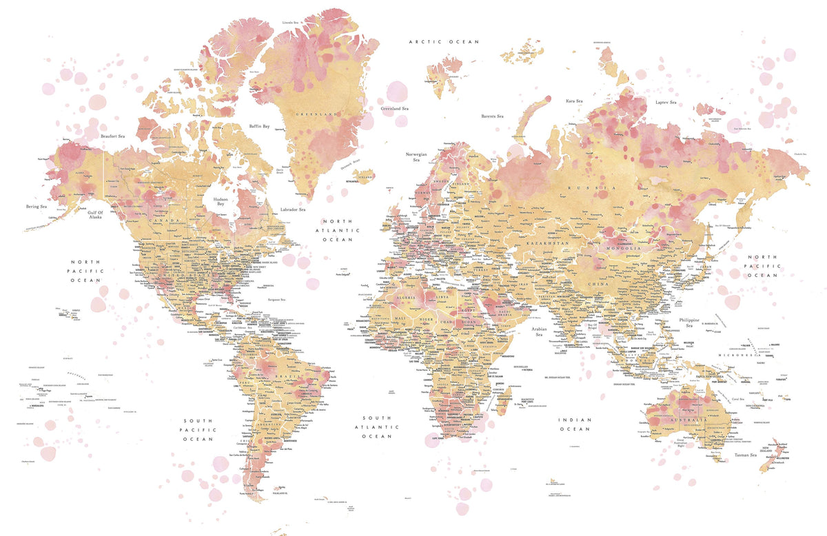 World Map Cities - Amanda Mural Wallpaper - pure wallpaper artwork