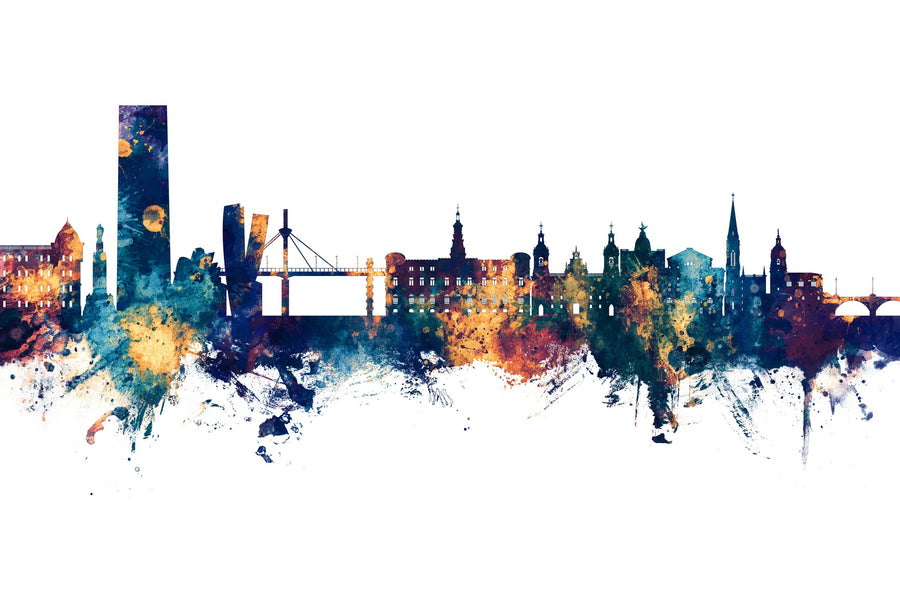 Bilbao Skyline Blue & Bronze Mural Wallpaper