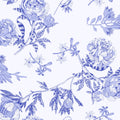 Peony Passion, Blue on White Mural Wallpaper - pure wallpaper artwork