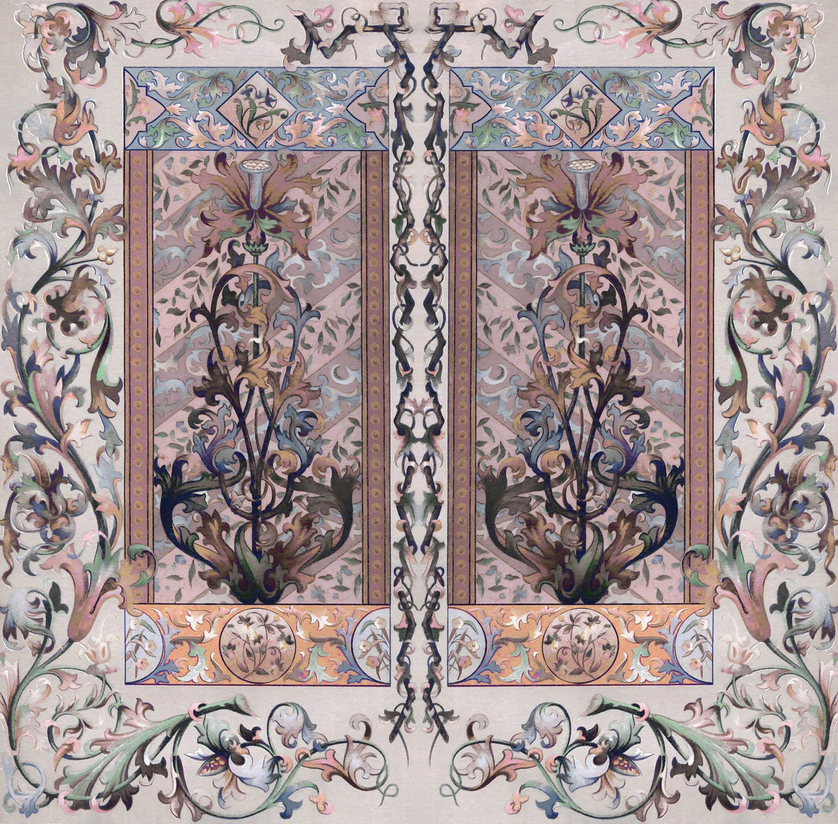 Plant Fantasy Ornament, Salmon Mural Wallpaper - pure wallpaper artwork