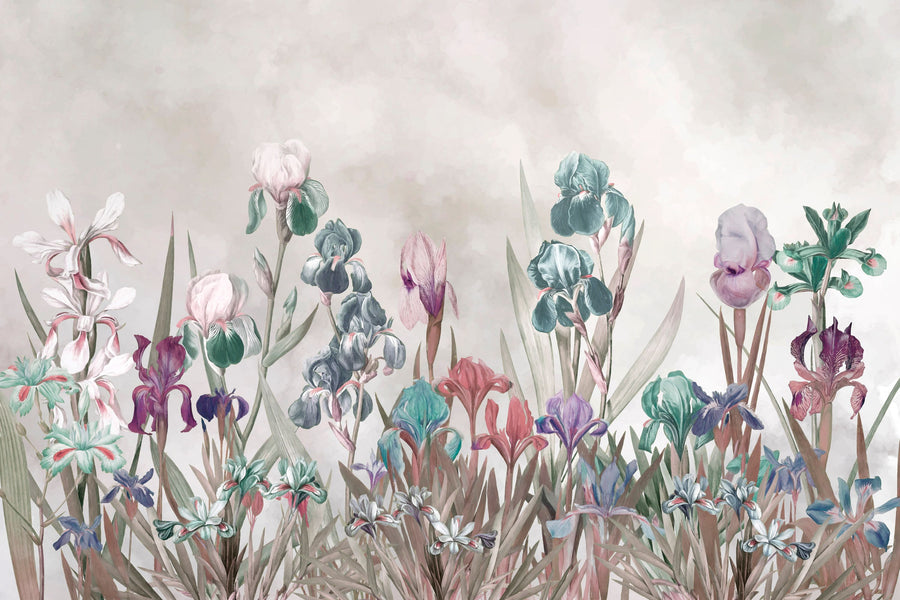 Iris Field Beige Mural Wallpaper
