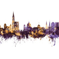 Strasbourg France Skyline Purple & Gold Mural Wallpaper - pure wallpaper artwork
