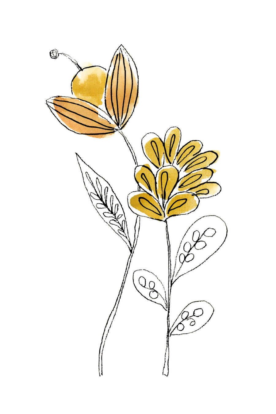 Line Flower IV Mural Wallpaper