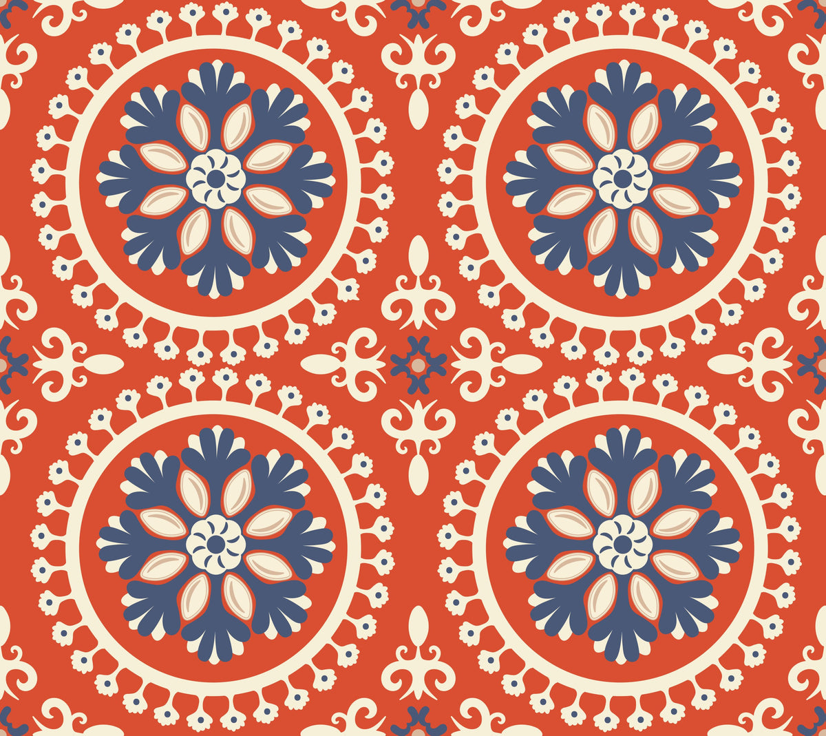 Geo Floral, Red Mural Wallpaper - pure wallpaper artwork