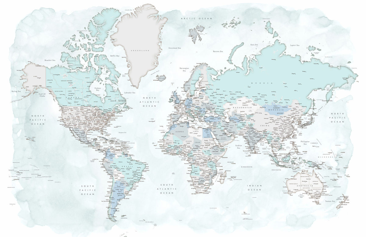 World Map Cities - Rebe Mural Wallpaper - pure wallpaper artwork