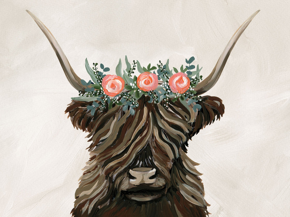 Longhorn with Rose Crown Texture Mural Wallpaper - pure wallpaper artwork