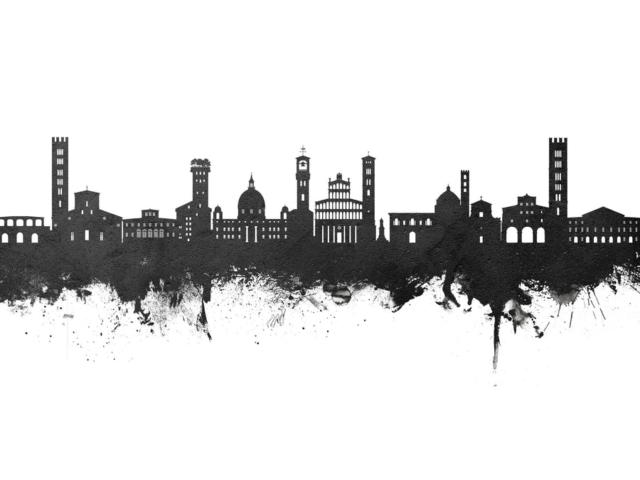 Lucca Italy Skyline Black & White Mural Wallpaper