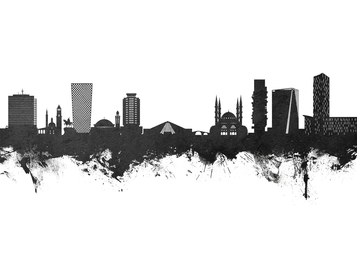 Tirana Skyline Black & White Mural Wallpaper - pure wallpaper artwork