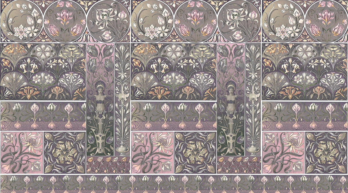 Art Deco Floral Wall Pink Mural Wallpaper - pure wallpaper artwork