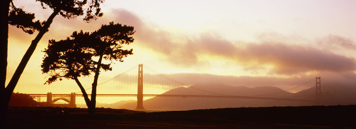 Golden Sunset Bridge Mural Wallpaper - pure wallpaper artwork