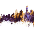 Santorini Skyline Purple & Gold Mural Wallpaper - pure wallpaper artwork