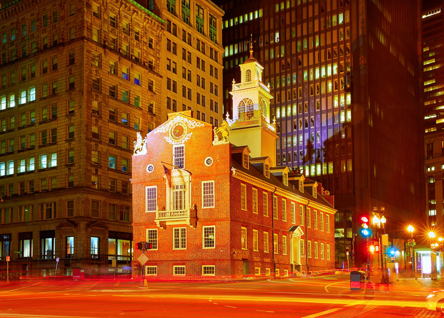Boston Old State House At Night Mural Wallpaper
