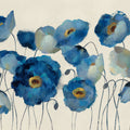 Aquamarine Floral on Cream Mural Wallpaper - pure wallpaper artwork