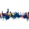 Torquay England Skyline Blue & Bronze Mural Wallpaper - pure wallpaper artwork