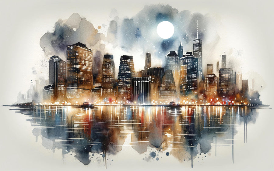 Moonlit Manhattan Mural Wallpaper