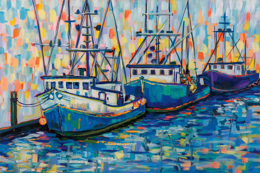 Boats in Harbor Mural Wallpaper