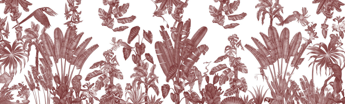 Parrots Jungle, Red Mural Wallpaper - pure wallpaper artwork