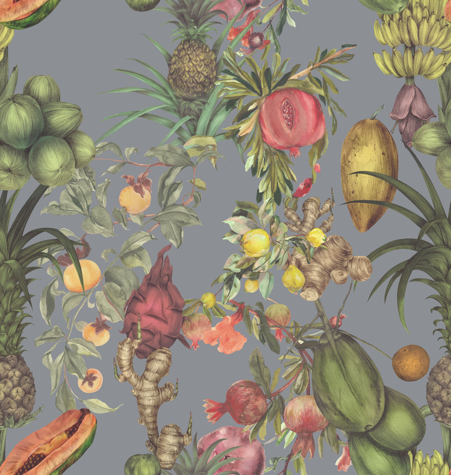 Juicy Fruits, French Blue Mural Wallpaper