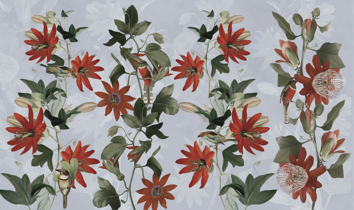 Contemporary Clematis Mural Wallpaper - Edition 4 - pure wallpaper artwork